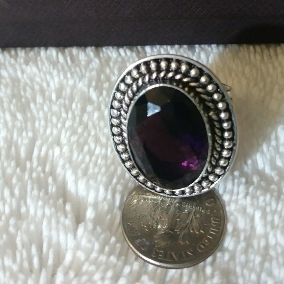 Genuine African Amethyst 925 Silver Ring💜💛 - Picture 2 of 6
